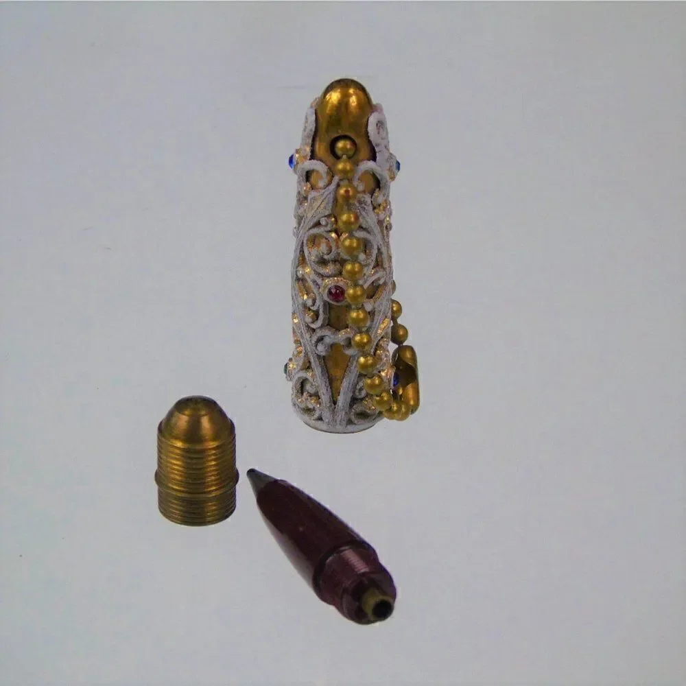 Art Deco Bullet Pen Jeweled With Filigree Keychain Vintage Ornate